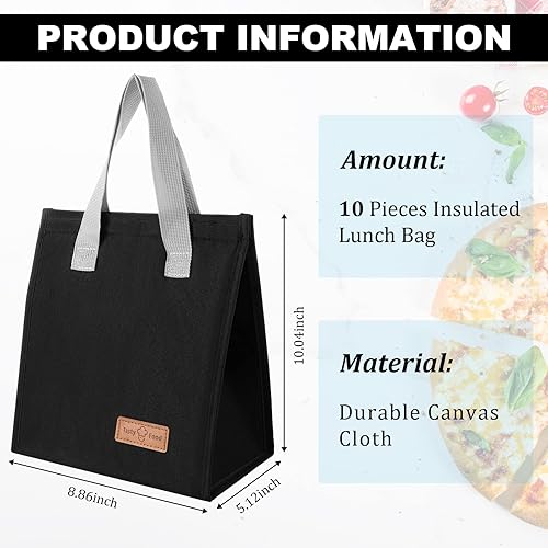 Miniatura 4 de Yinkin 10 Pieces Insulated Lunch Bag Bulk Lunch Box Large Reusable Leakproof Tote Container with Aluminum Foil Employees Gift for Nurses Men Office