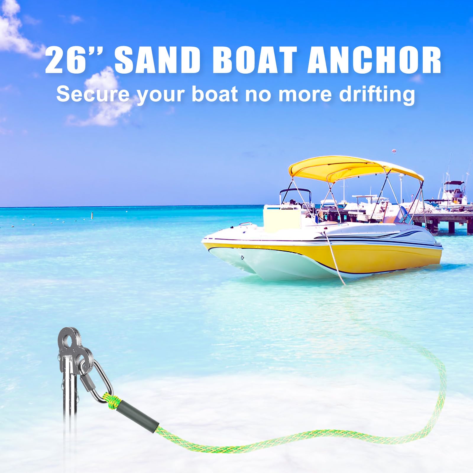 Insaga Fully Welded Boat Anchor, 304 Stainless Steel Kayak Anchor, 26