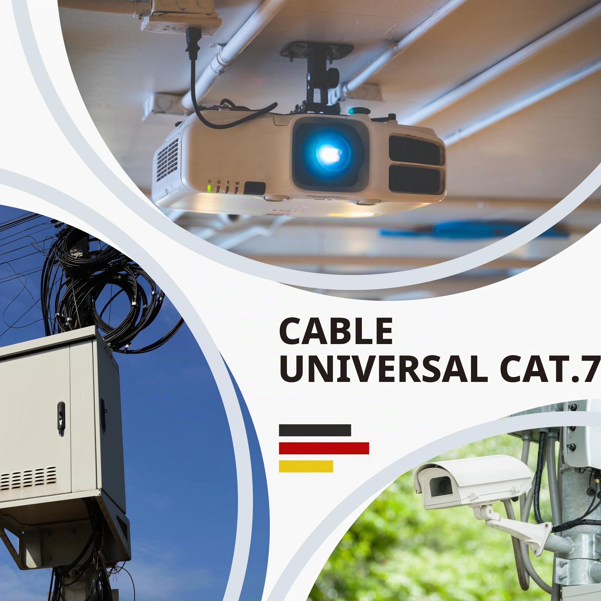 RedStar24 CAT 7 Cable Ethernet Exterior 50m - Cable de Red para Exteriores CAT7 LAN, Cobre, Cable de Datos CAT.7 Gigabit S/FTP, Categoría 7, PIMF, PoE, 10Gbit, Conexión de Red, Bobina 50 Metros
