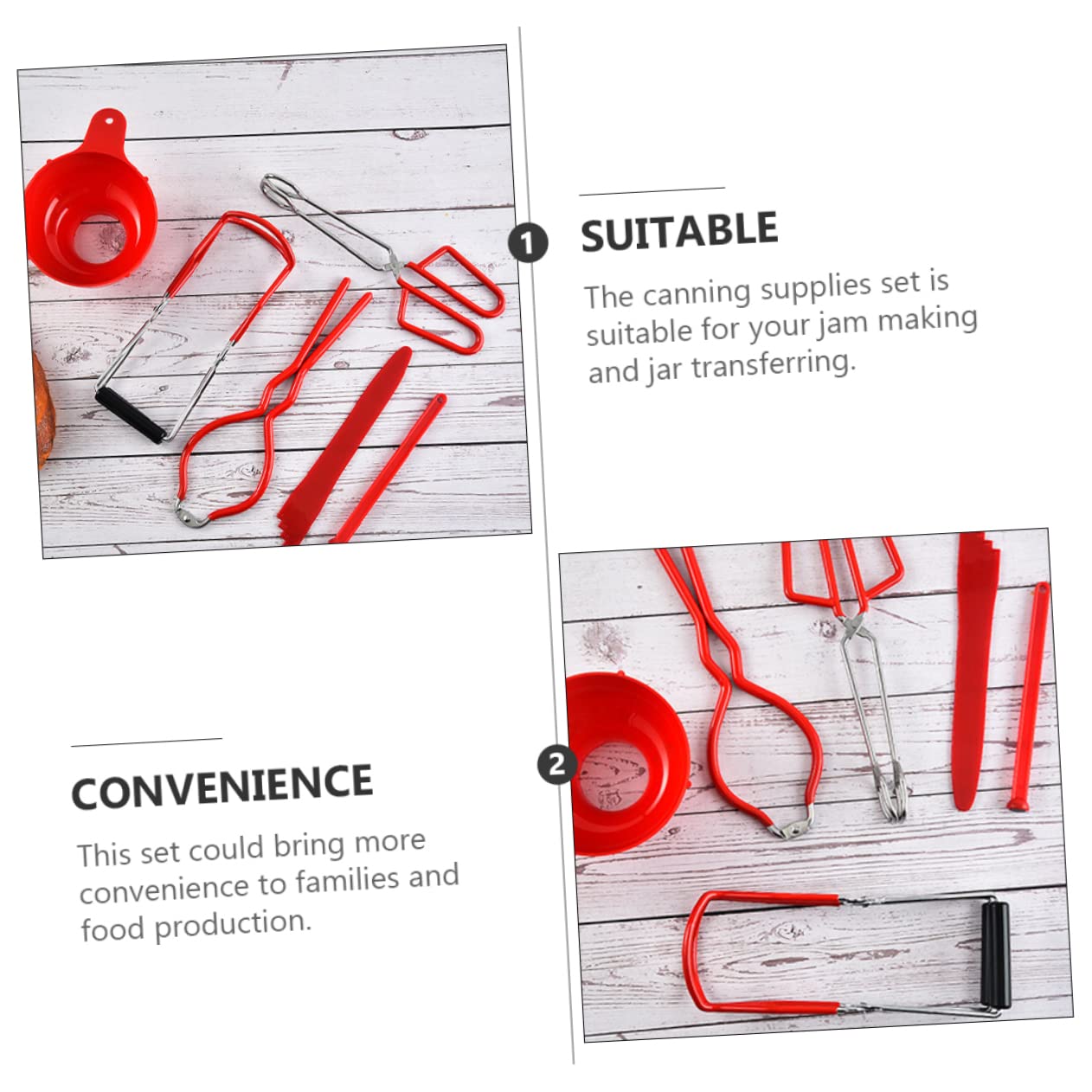 Mikinona Kit per Inscatolamento Imbuto per Inscatolamento Chiave per Barattoli Sollevatore per Coperchi Set Accessori per Conservazione Alimentare Realizzato in Materiali Resistenti e