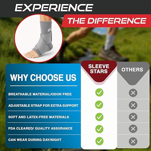 Miniatura 5 de Tobillera de manga con estrellas para alivio de la fascitis plantar envoltura de tobillo y soporte de tobillo para mujeres y hombres con correa de