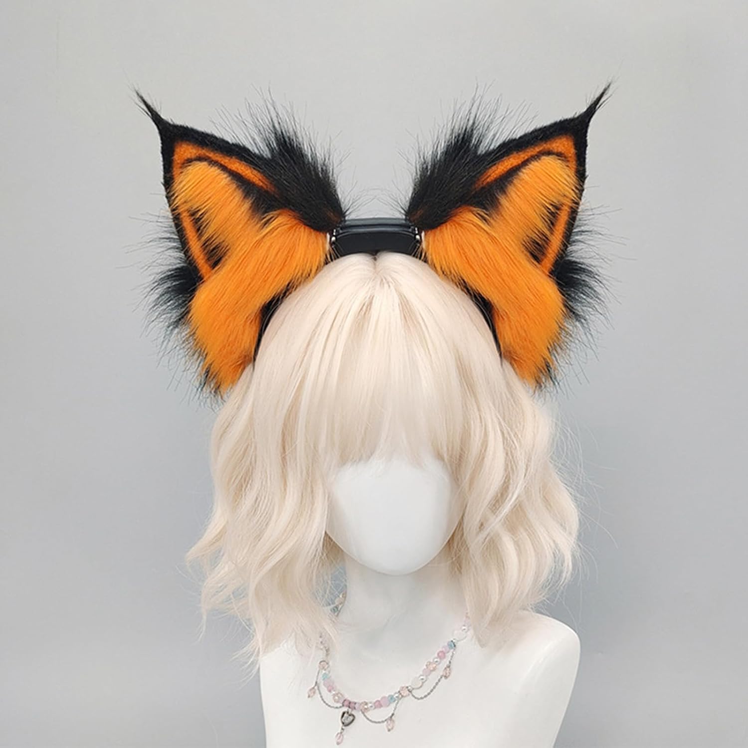 Wolf Ear Headband Sweet Girls Dynamic Ear Cosplay Ears Fursuit Masquerades Halloween Cosplay Party(Black and red m)