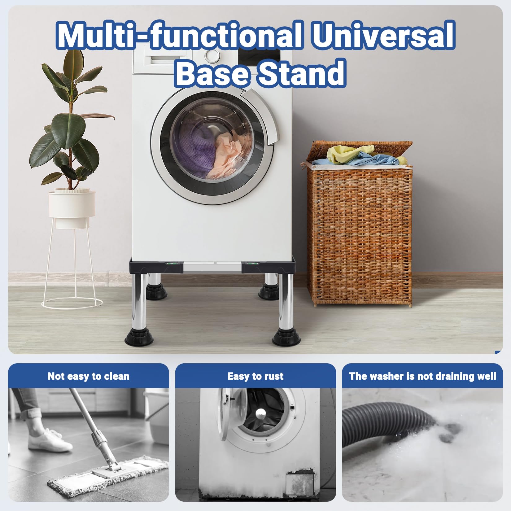 Nefish Steel Laundry Pedestal - 12 Inch Height, Adjustable 21-29 Inch, Heavy Duty Appliance Stand - View #5