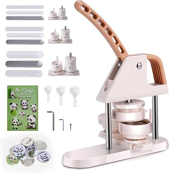 Button Maker Machine, 1/1.25/2.28 inch25/32/58mm 3-in-1 Pin Maker, Ergonomic Arc Handle Stamping Press Kit, 300pcs Button Parts, Pictures, Circle Cutter, Magic Book, for Children DIY Gifts