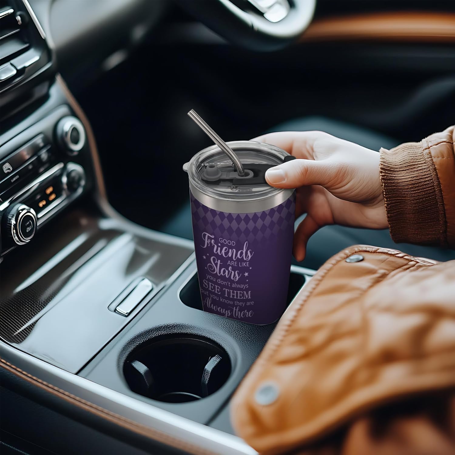 Best Friend Tumbler,20 Oz Insulated Stainless Steel Coffee Purple Tumblers,Funny Travel Coffee Mug for Hot or Iced Drinks,Birthday Friendship Gifts for Women Friends Bestie Female Coworker,1 Pcs - Image 6