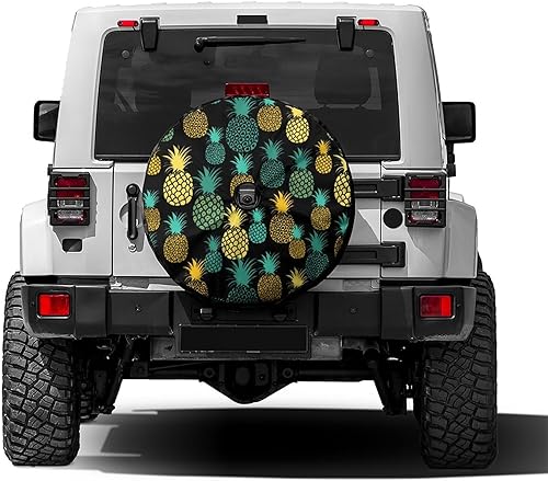 Foruidea Cubierta de neumático de repuesto de piña de frutas tropicales con orificio de cámara de respaldo para remolque, RV, SUV y muchos