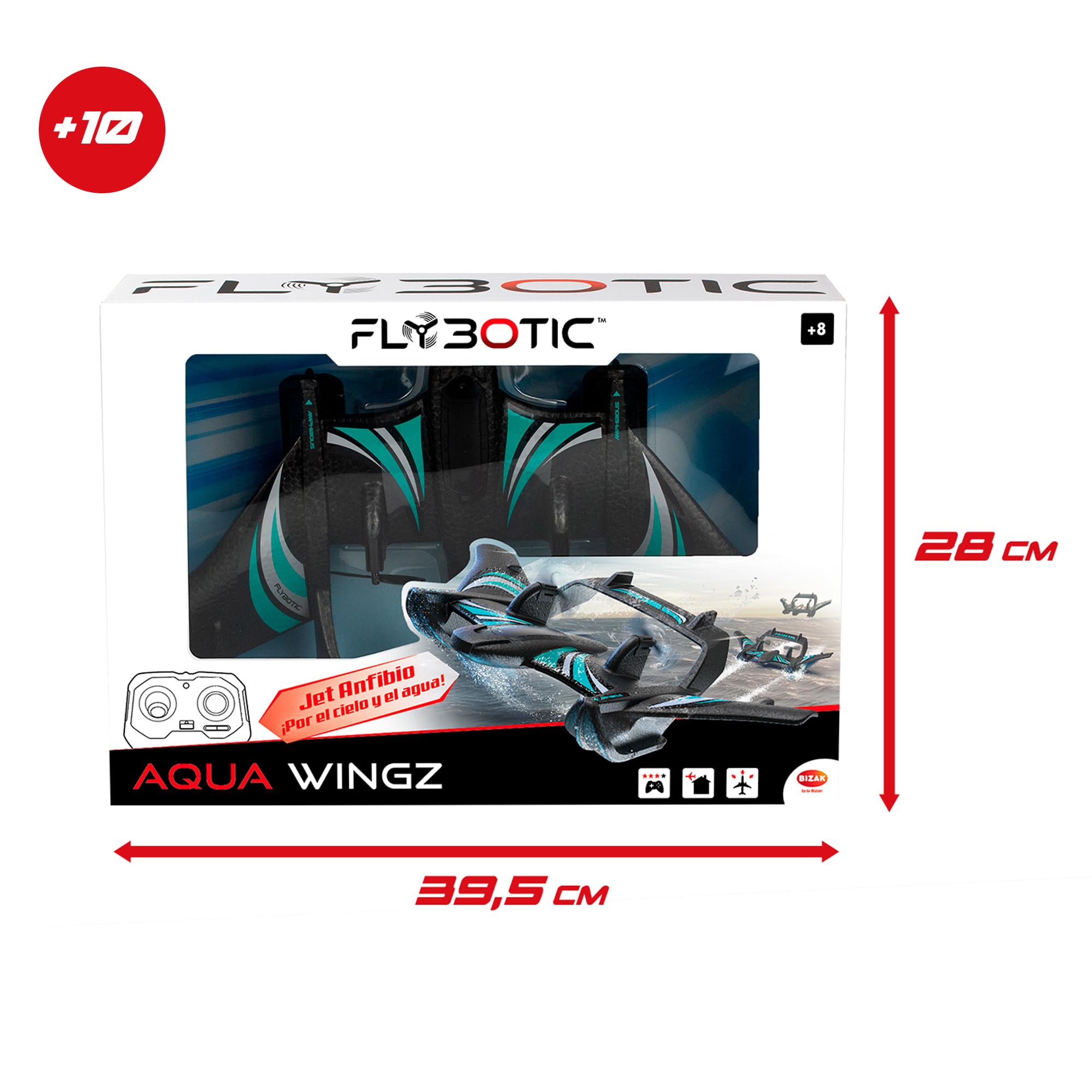 Bizak Aqua Wingz 62004498 RC Flugzeug mit LED-Leuchten, Starthilfe auf Wasser oder Erde, robuster EPP-Schaumstoff, ab 10 Jahren