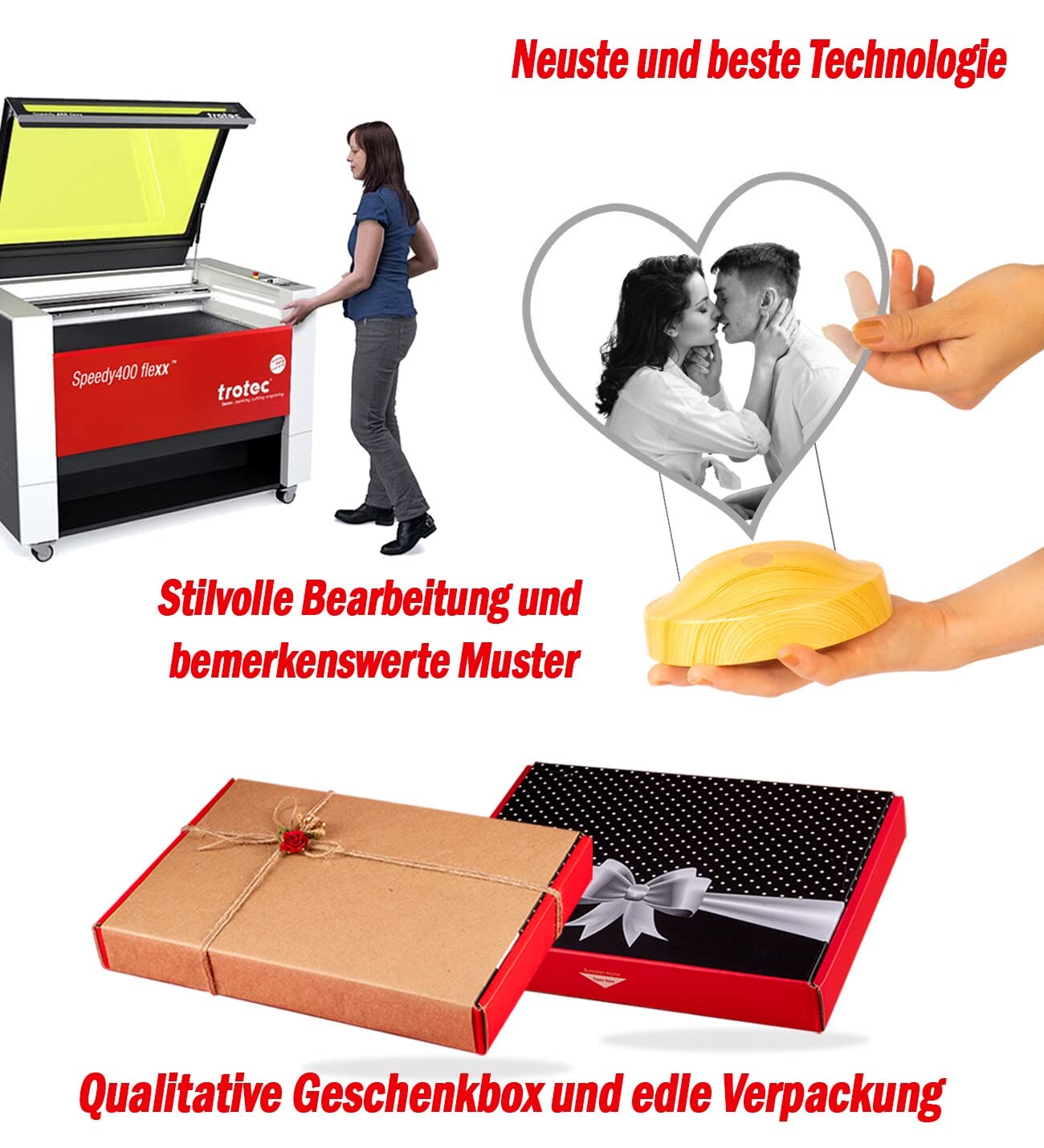 Lámpara personalizable con foto y texto en 3D (corazón)