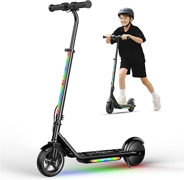 Electric Scooter for Kids Ages 6-12, 150W Motor, Simple One-Button Control, 2 Safe Speeds 6/10 MPH, K2 Pro for 3 Speeds, Colorful Lights, Magnetic Charging, Dual Brake System, 154 Lbs Load Capacity