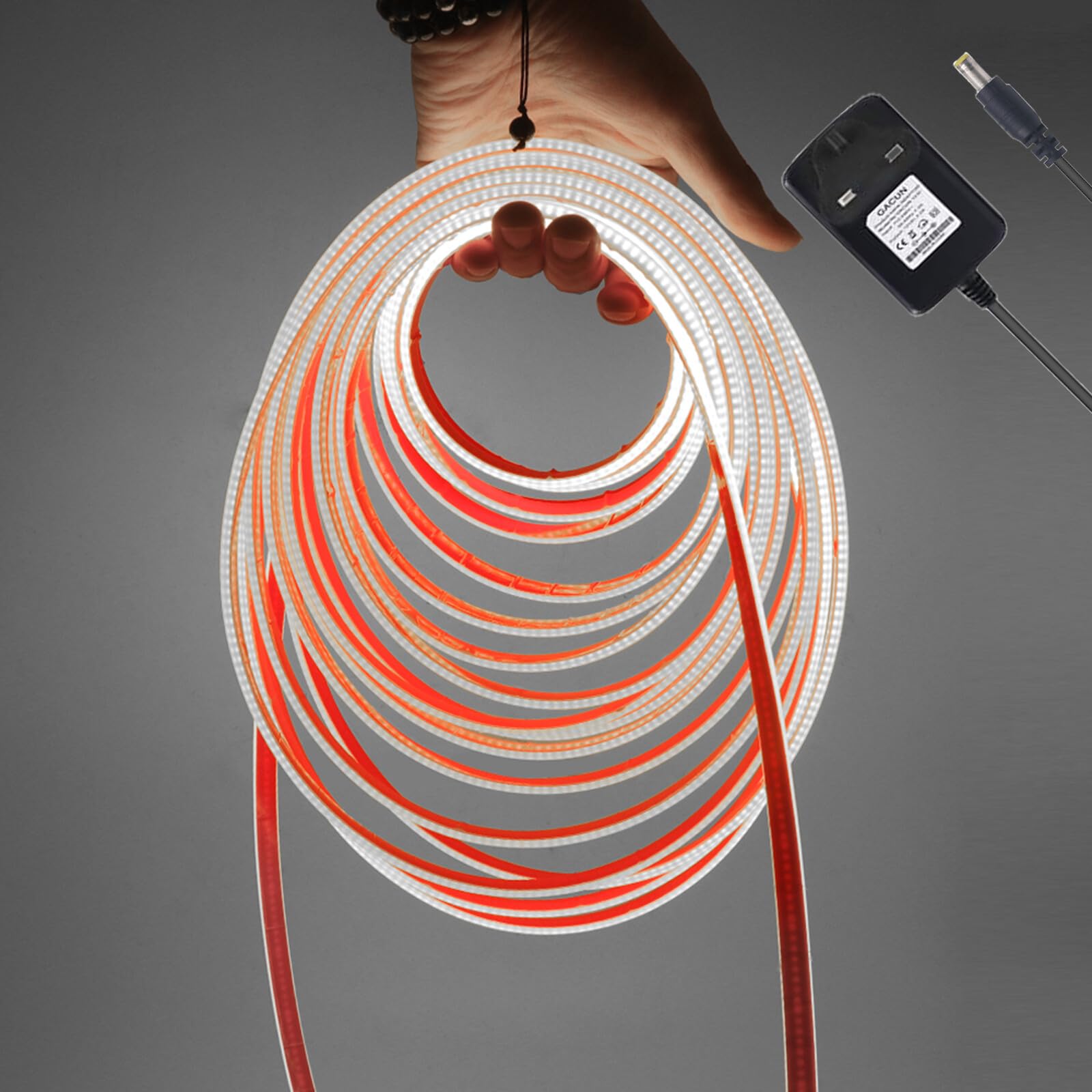 KAFULA 12V COB LED Light Strip [1M, White Light 6000K],IP68 Waterproof Flexible,320 LEDs/m Silicone FCOB LED Fairy Light CRI90+,Double-Sided Tape Installation,can be Cut Every 25mm,Home Decoration
