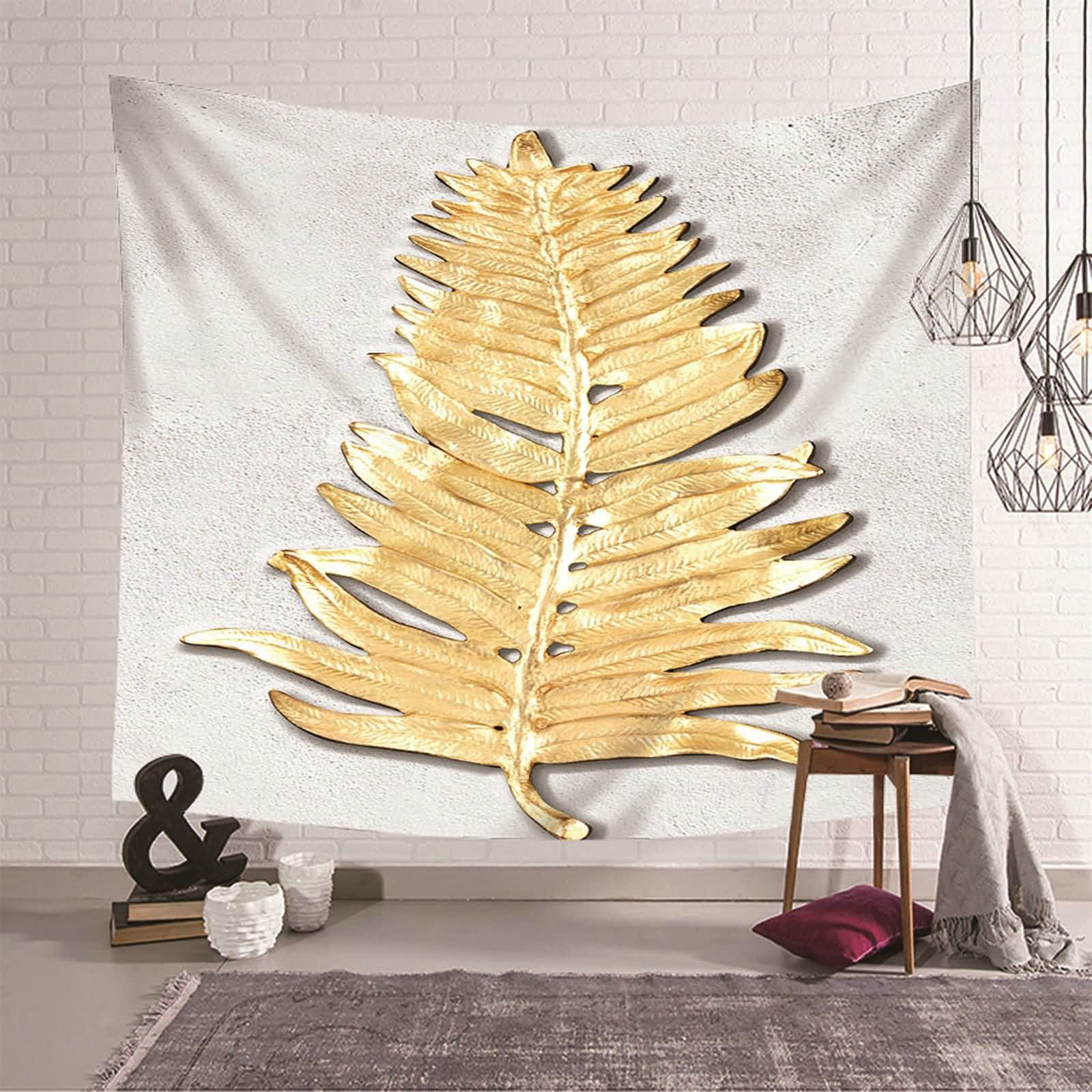 Tapiz de pared de poliéster KnSam dorado duradero y lavable de 150x130 cm