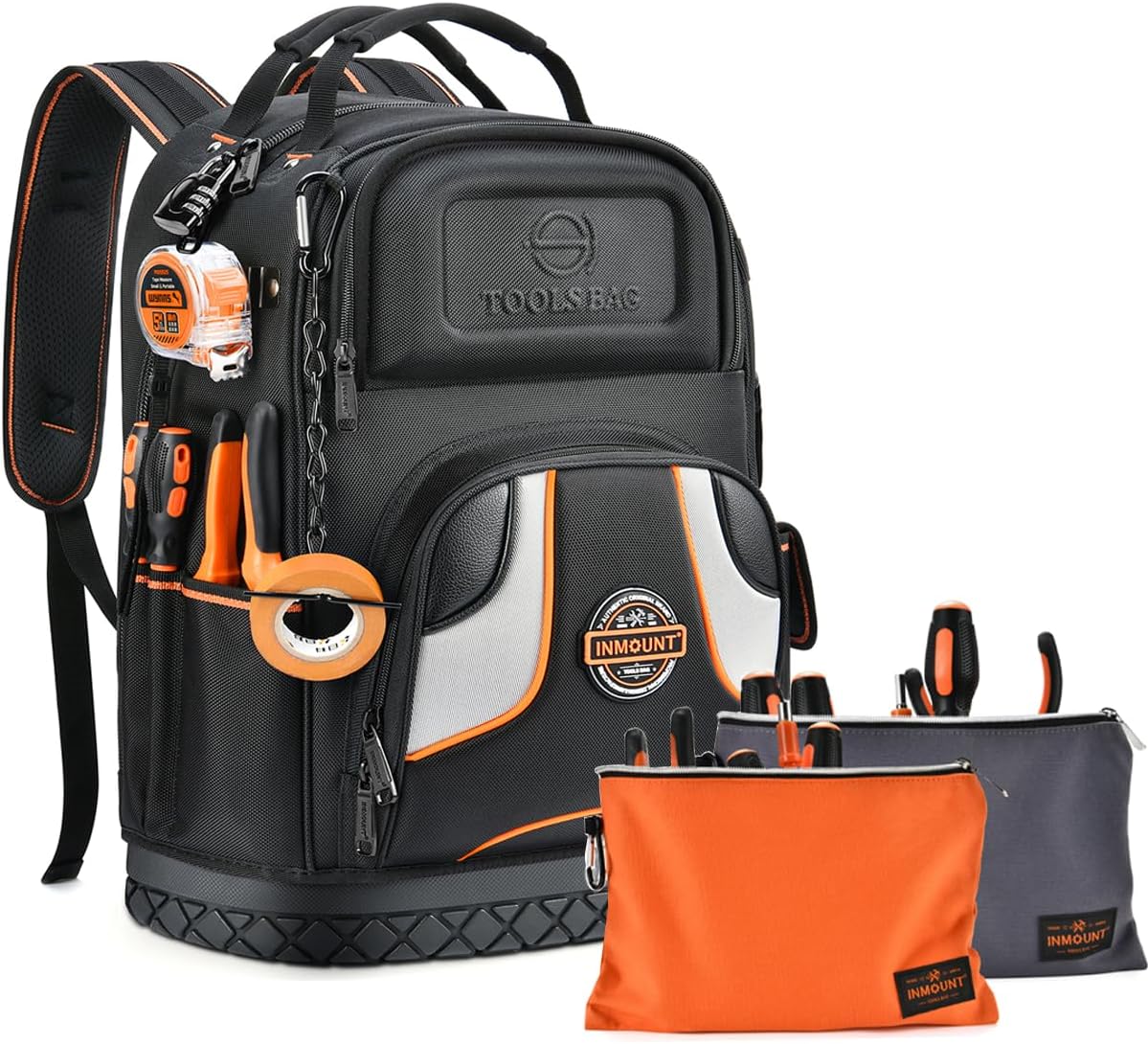 Backpack Tool Bag with 2 Canvas Tool Bag Heavy Duty Tool Backpack for Men, HVAC Tool Backpack