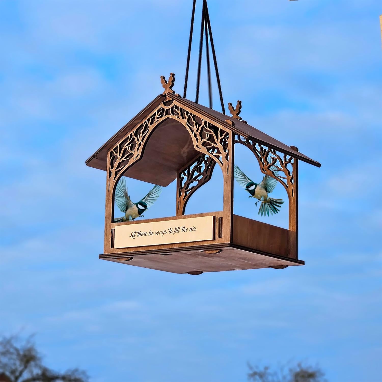 Memorial Bird Feeder, Wooden Outdoor Hanging Bird Feeder for Small Wild Birds, Thoughtful Garden Gift for Sympathy, Mother’s Day, Remembrance, or Nature Lovers - Image 3