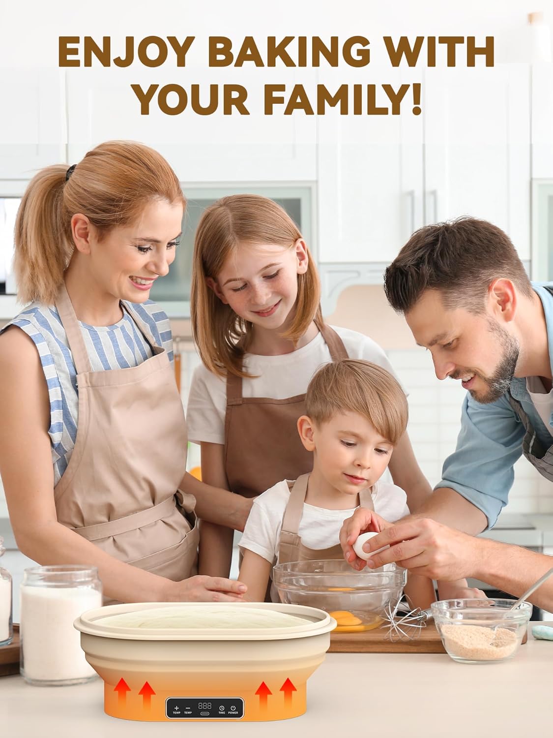 2L Heating Banneton Bread Proofing Basket, Upgrade Timer & 6 Temp Settings, Silicone Sourdough Bread Proofing Basket Set, Electric Thermostatic Banneton Basket with Display (Oval-A)