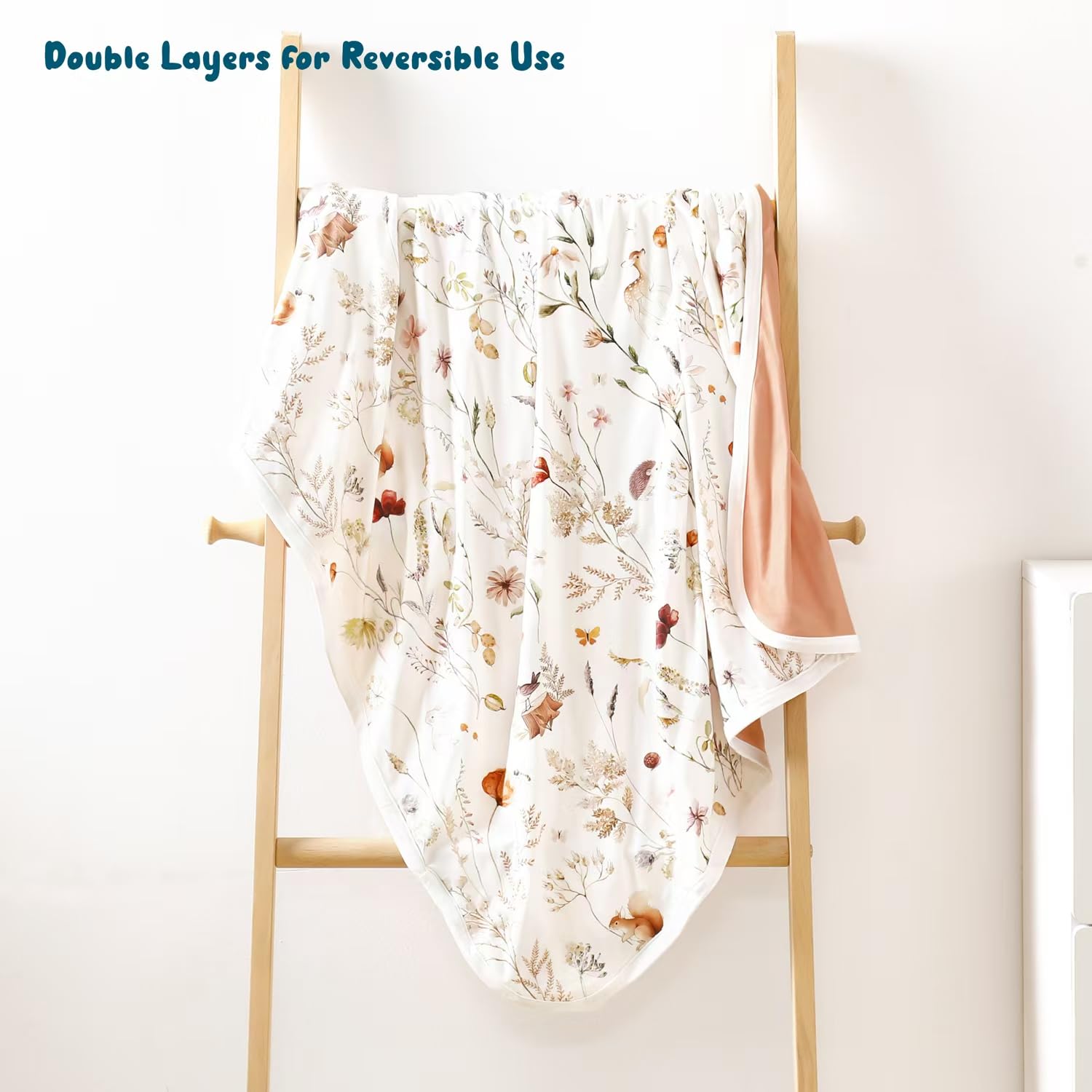 GRSSDER Baby Swaddle Blanket 2 Pack, Super Soft Jersey Knit Quilt Blankets for Baby Girls, Reversible Double Layer Receiving Blankets 34 x 44 Extra Large for Swaddling, Pink Rose & Blush Flora