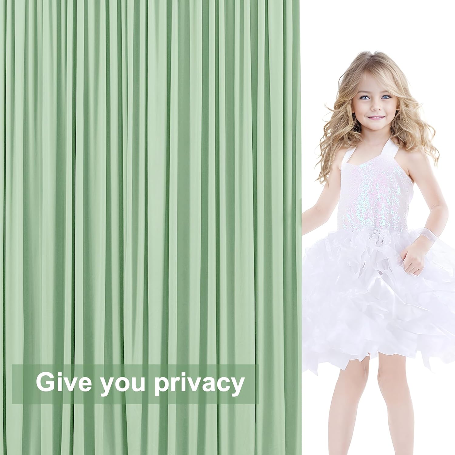 4 Panels Sage Green Backdrop Curtains for Wedding Party Wrinkle Free Backdrops Curtain Drapes Fabric Decorations Photo Back Drop Cloth for Baby Shower Photography Stage Reception 20ft(W) x 12ft(H)