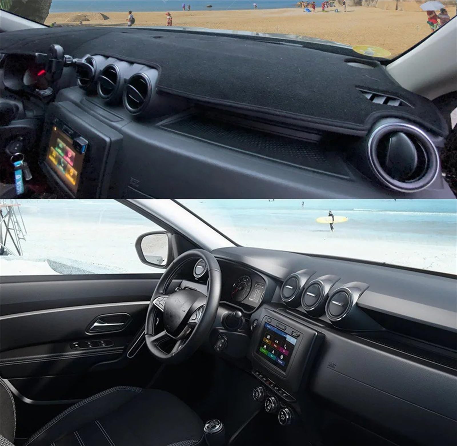 Tapis Couverture Tableau Bord Tapis Protection pour Tableau Bord Voiture Pare-Soleil pour Duster pour Dacia pour Duster 2018 2019 2020 2021 2022 2023(Left Hand Drive)