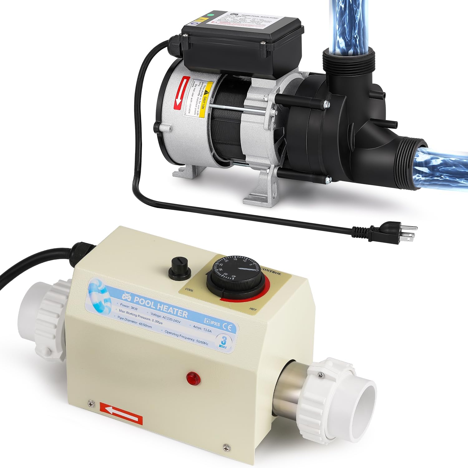 Mxmoonant Pool Thermostat 3KW & SPA Pump 1HP for SPA, Bathtub