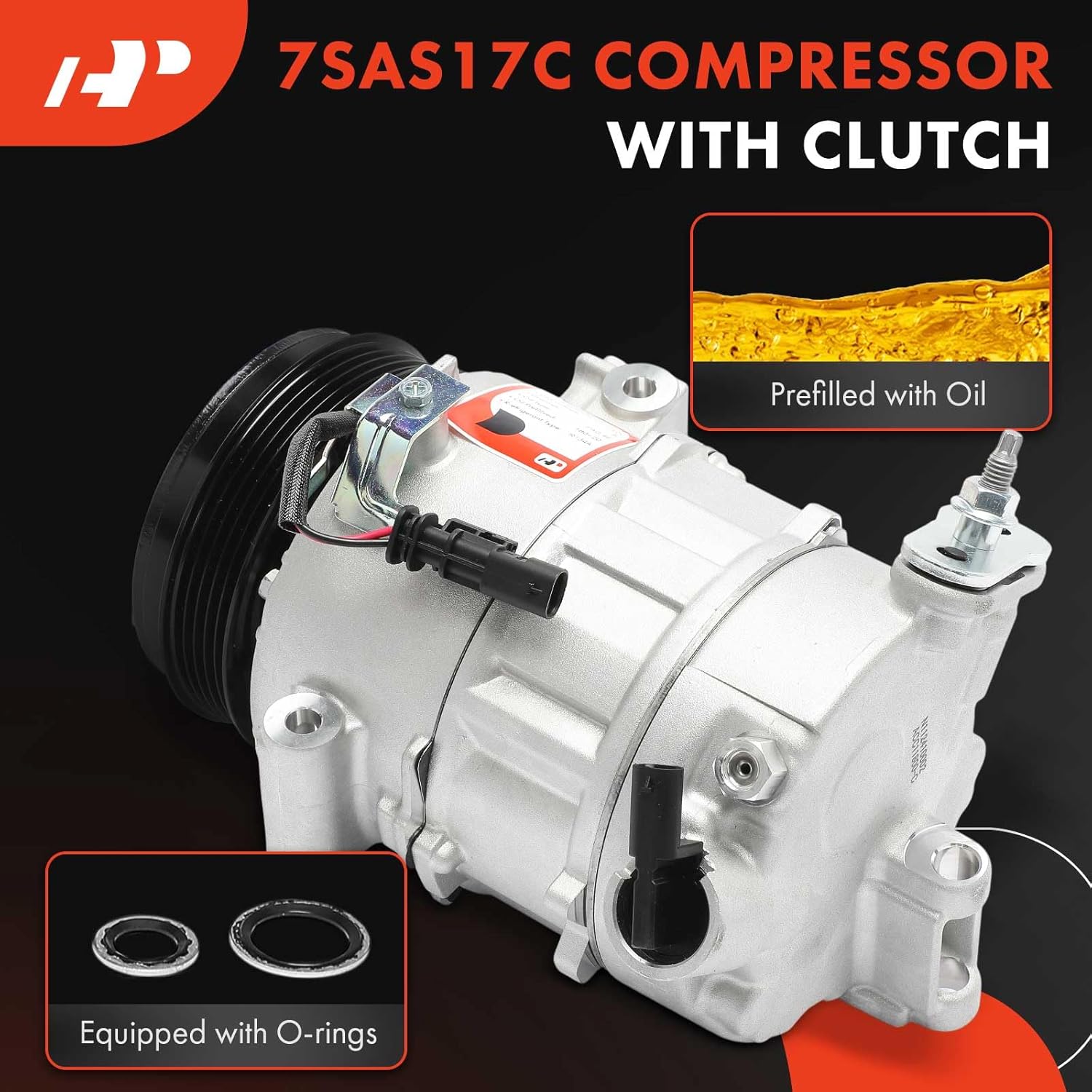 A-Premium Air Conditioner AC Compressor with Clutch Compatible with Chevrolet Silverado 1500 2019-2024, Silverado 1500 LTD 2022 & GMC Sierra 1500 2019-2024, Sierra 1500 Limited 2022, 2.7L
