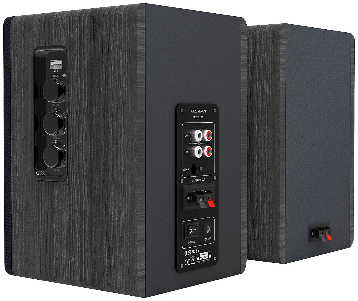 auvisio Lautsprecherbox: Aktives Stereo-Regallautsprecher-Set, Holz-Gehäuse, Bluetooth 5, 120 W (Funklautsprecher, Lautsprecher iPad, CD)