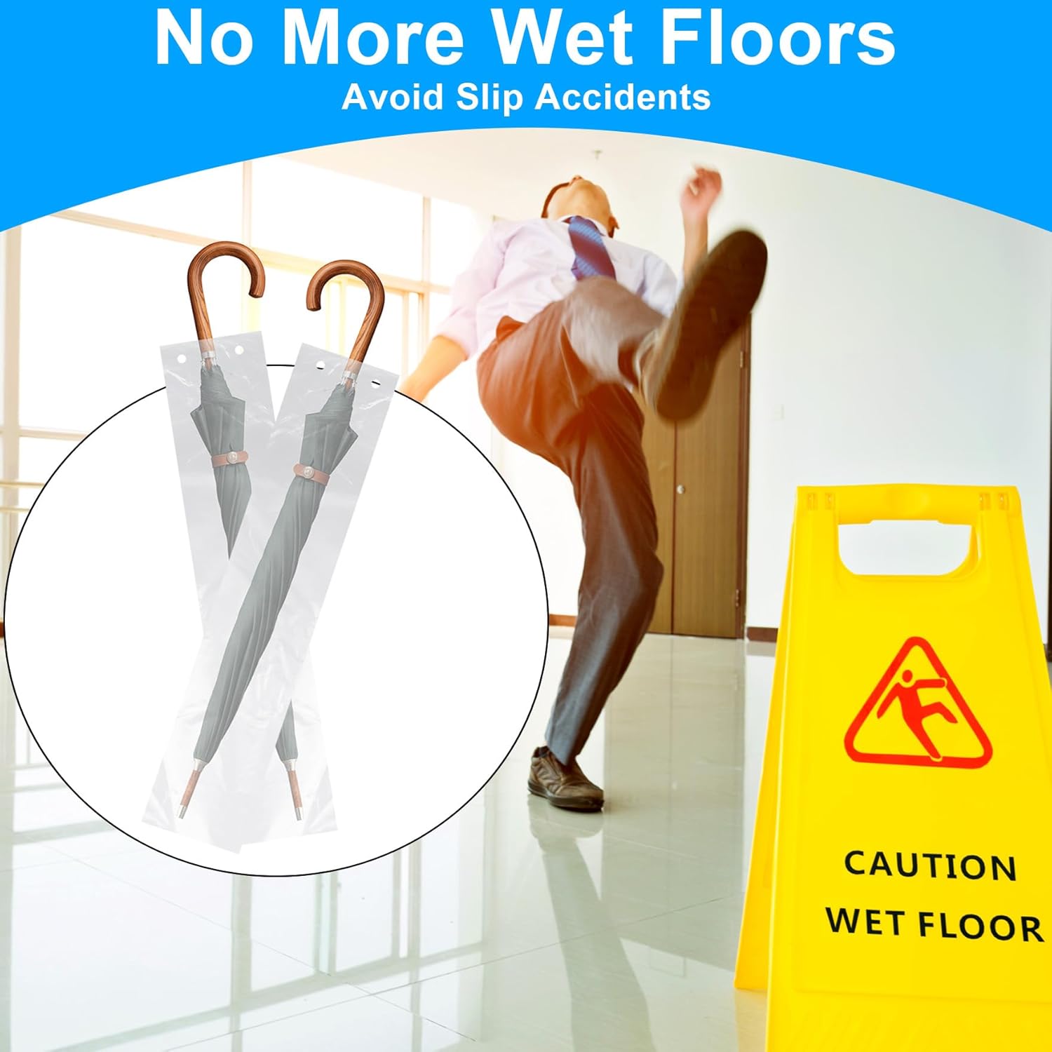 Klmnop 500 Pcs Clear Disposable Wet Umbrella Rain Bags, Universal Heavy Duty Umbrella Sleeve, Big Plastic Covers for Wet Umbrellas Keep Church Lobby Floors Dry(Clear) - Image 4