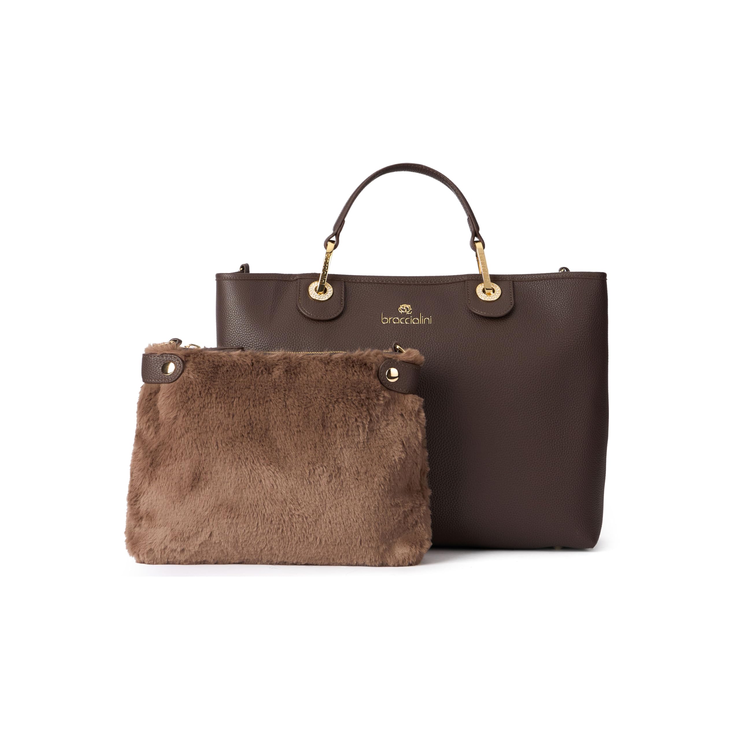 Braccialini Borsa Donna Firmata Beth con Pochette in Peluche
