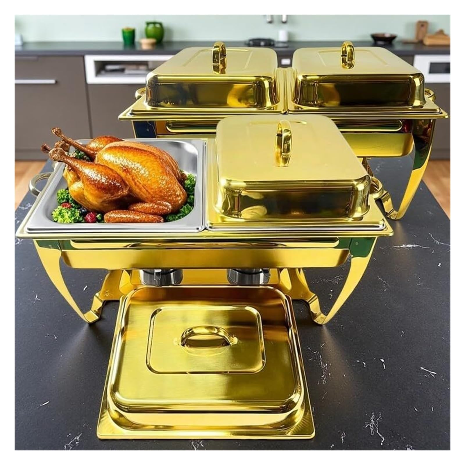 Scaldavivande for forno di mantenimento a doppio coperchio da 9 litri | Forniture for catering in acciaio inossidabile di alta qualità Scaldavivande di lusso con display a buffet