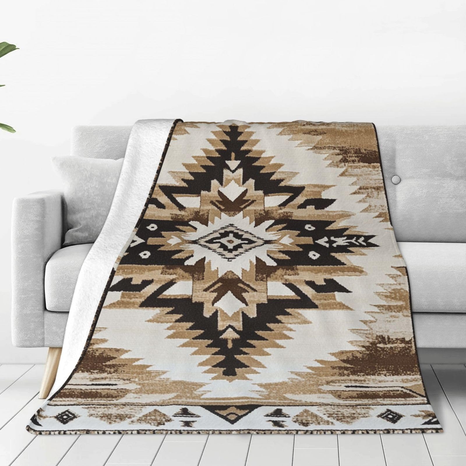 Throw Blanket for Couch Thick Soft Fleece Blankets Warm Cozy Air Conditioning Quilt All Seasons Native American Blanket Lightweight Flannel Fuzzy Blankets for Bed Couch Living Room Sofa 60"x50"
