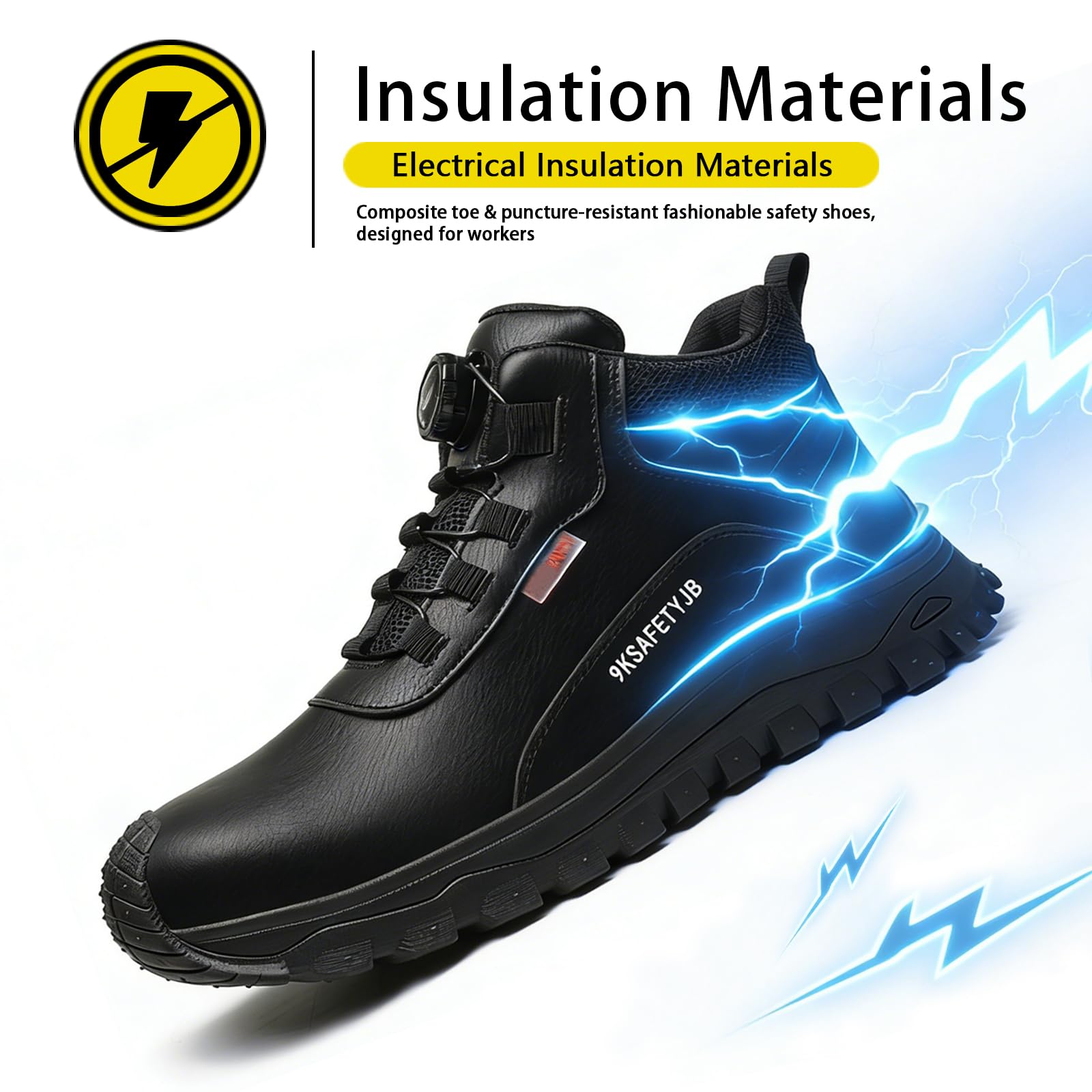 Composite Steel Toe Safety Shoes Lightweight Kevlar Puncture Resistant 6KV Electrical Insulated Breathable Waterproof Slip Resistant Industrial Construction Sneakers Rubber Sole Work Boots