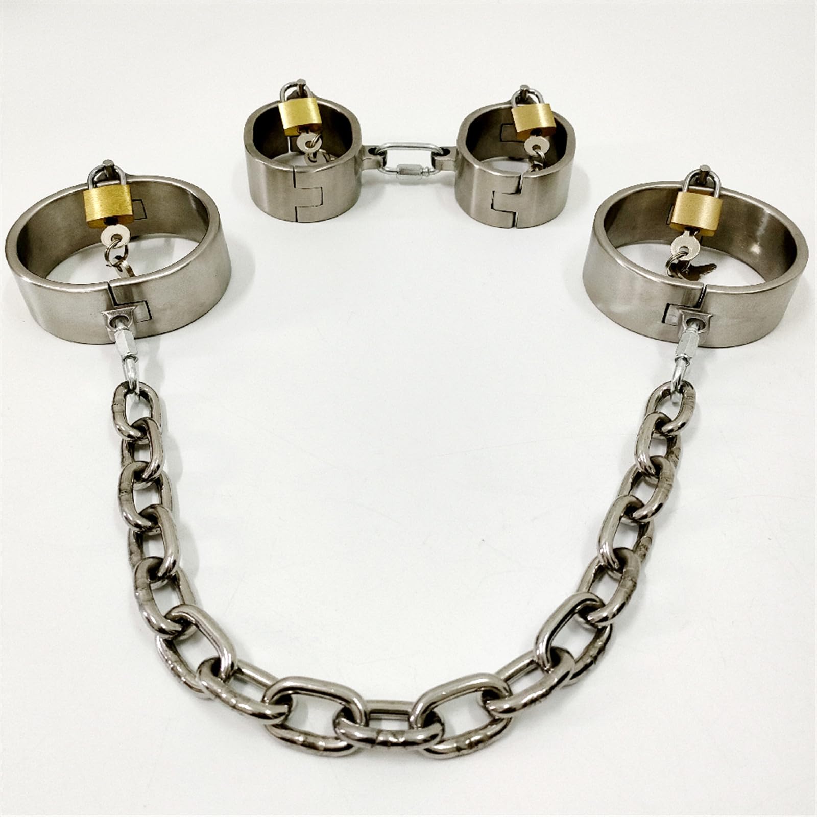 Edelstahl Metall Erotik Handschellen Handcuffs und Fußfesseln, Extreme Bondage Schwer Handfesseln mit Schlüssel, Fetisch Erwachsene Slave Abschließbar Sexspielzeug für Frauen und Männer,Männer
