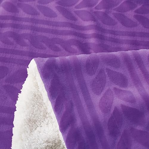 Miniatura 5 de Exclusivo Mezcla Manta de cama de forro polar Sherpa tamaño Queen, manta cálida de terciopelo reversible para cama, sofá y sofá, 90 x 90 pulgadas,