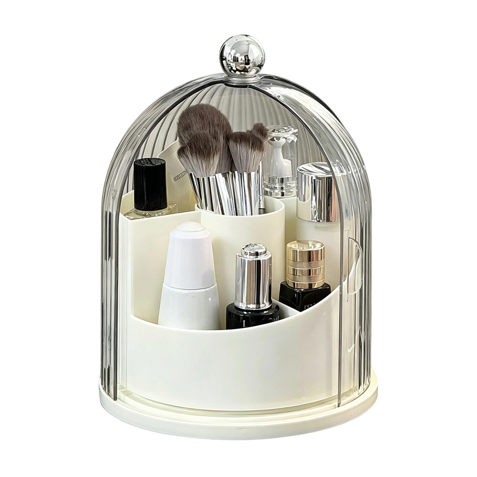 Portapennelli Da Trucco Con Coperchio Trasparente Ruotante A 360° | Organizer Cosmetico Con Coperchio Per Il Piano Bagno, Tavolo da Toeletta, Scrivania Ufficio, Prodotto Cosmetico E