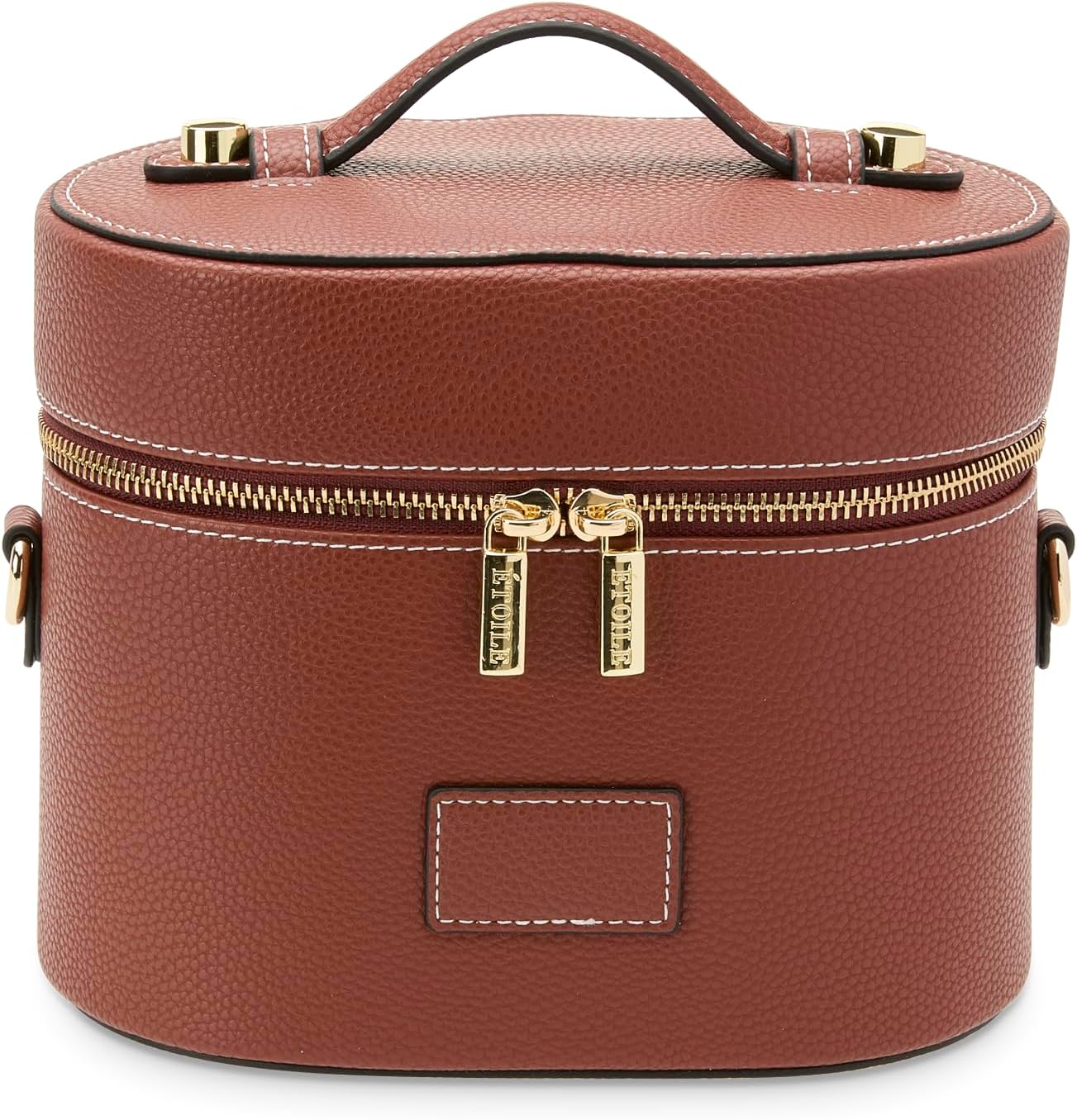 ETOILE - Oval Toiletry Case Ginger brown - Travel Makeup Bag Organizer with Shoulder Strap and Removable Divider