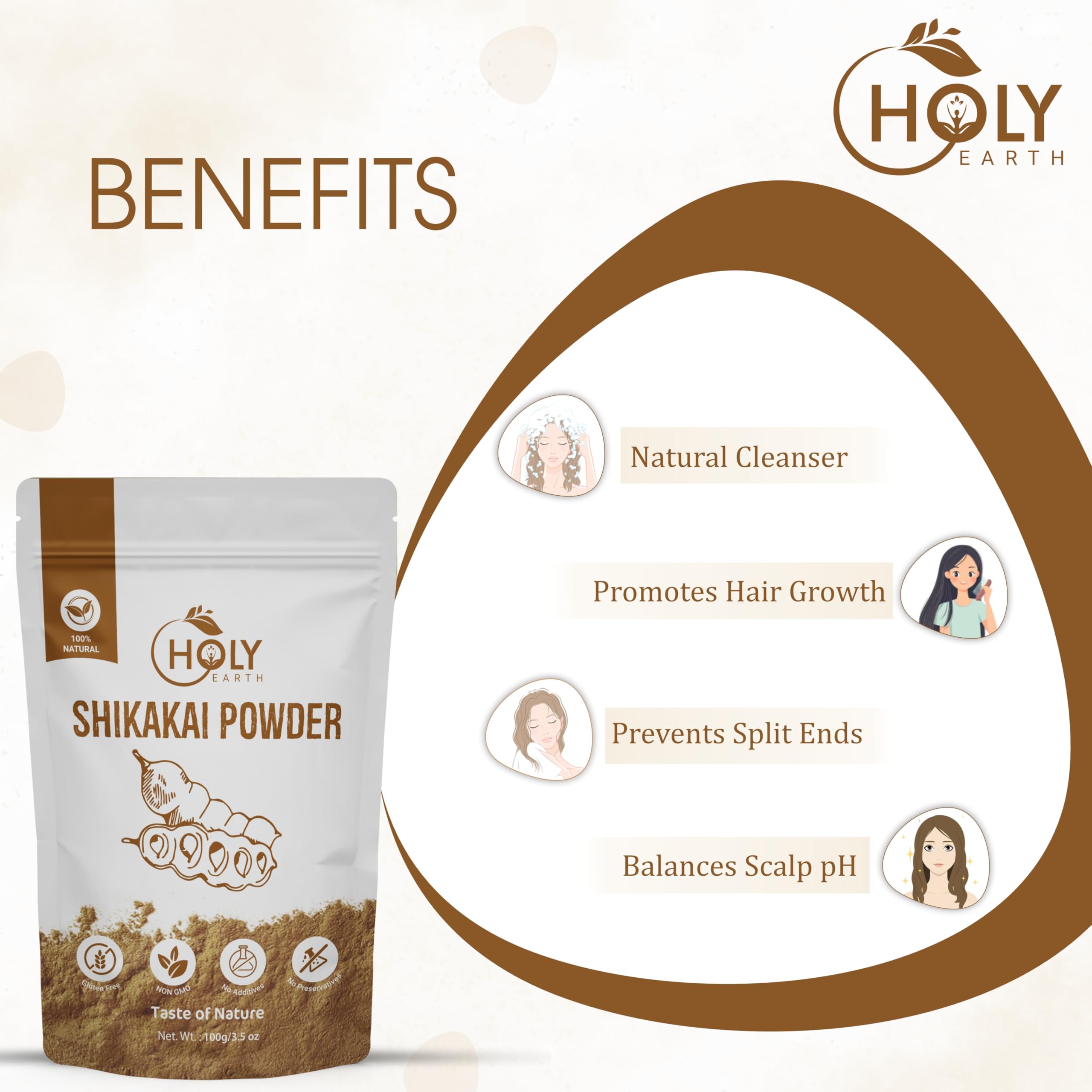 Holy Earth Shikakai Powder 100g - 100% Pure & Organic Hair Cleanser, Orange, small - Image 4