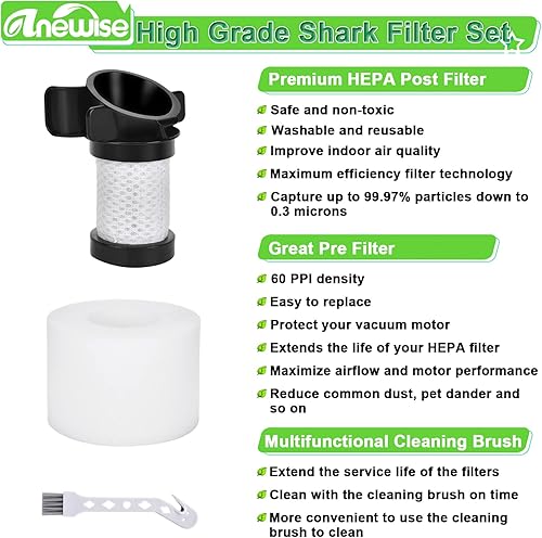 Miniatura 5 de Filtro de repuesto para aspiradora inalámbrica Shark ION Flex Duo Clean IF100 F80 UF280 IF200 IF201 IF202 IF203Q IF252 IF281 IF282, 2 HEPA + 4