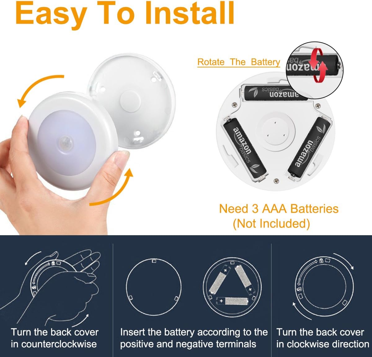 Motion Sensor Light, Iextreme Battery-Powered LED Night Light Step Lights Stair Closet Light Under-Cabinet Lighting Stick Anywhere Lamp Tap Light for Hallway, Cabinet, Closet, Stairs, Bathroom, 6PACK