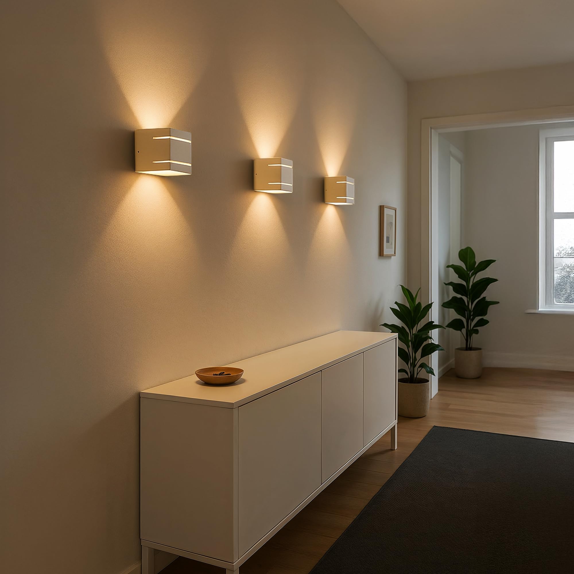 SSC-LUXon 4x KOURA DUO Wandlampe weiß Up & Down – Wandleuchte mit G9 3W Licht warmweiß – Diffuser Lichteffekt für indirekte Wandbeleuchtung
