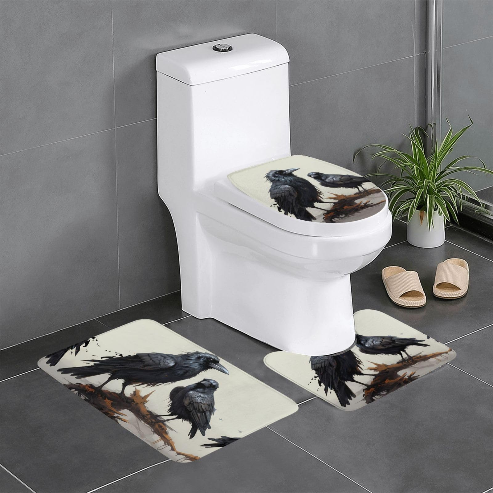 Tapis de salle de bain antidérapants lot de 3 contre les glissades