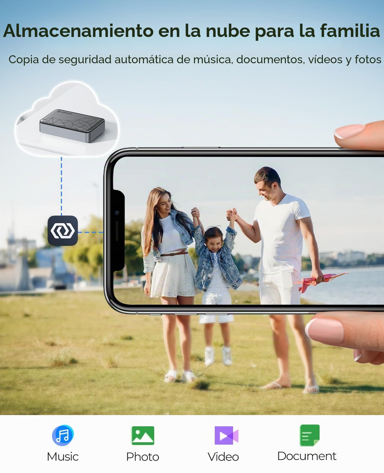 ORICO NAS Servidor para HDD/SSD SATA de 2,5", Nube Familiar, Almacenamiento NAS Conexión de App y Canal Exclusivo VPN, Copia de Seguridad Inteligente, Cifrado SDVN, Modelo CD2510(Sin Disco)
