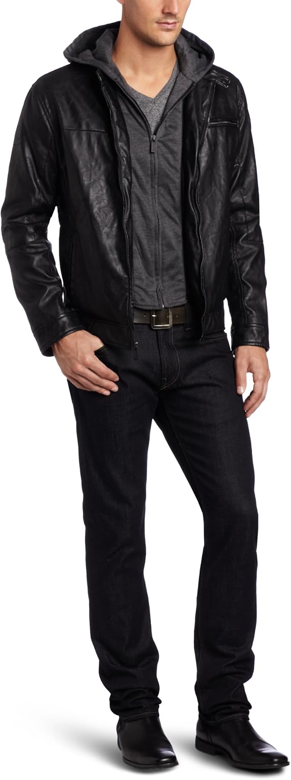 Kenneth Cole de los hombres piel sintética con moto sudadera con capucha  para hombre, XL, Negro : Ropa, Zapatos y Joyería - Amazon.com