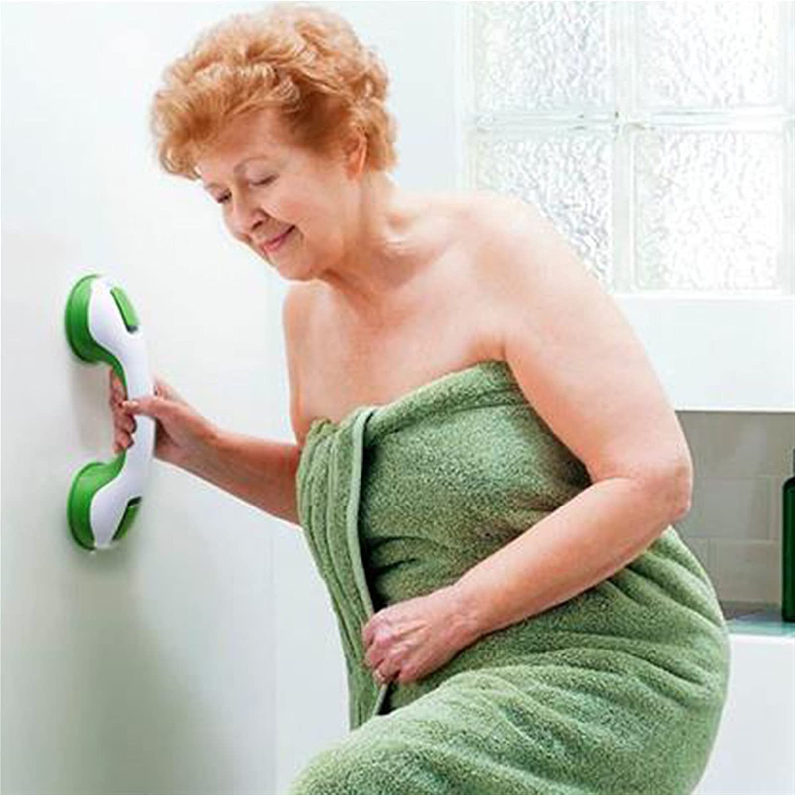 Barras de Agarre para baño, Barra de Agarre Antideslizante con Ventosa para baño Barras de Agarre para Ducha de Seguridad para Ancianos (Color : Black) (Green)
