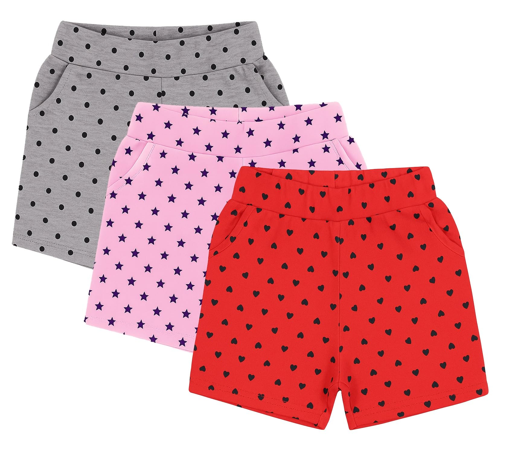 ICEDIVE Girls Printed Cotton Shorts Pack of 3 | Regular Fit Multicolour Bottoms | Soft & Stretchable Fabric | Comfortable for All-Day Use | Perfect for Play & Casual Wear-image-48