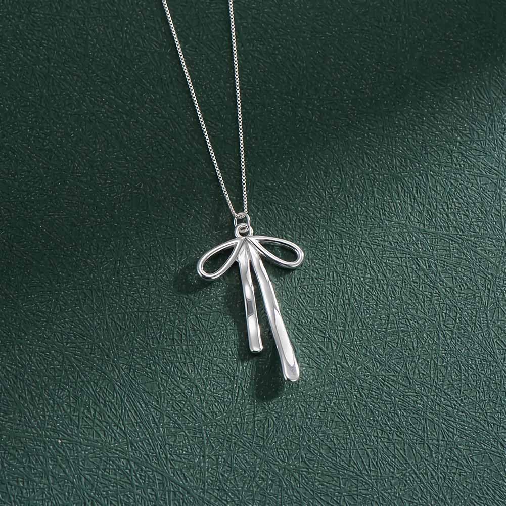 Dainty Bow Gold Necklaces for Women, 14k Gold Plated Pendant Statement Charm Bow Chain Necklace Gold Jewelry for Women Birthday Christmas Gift - Image 6