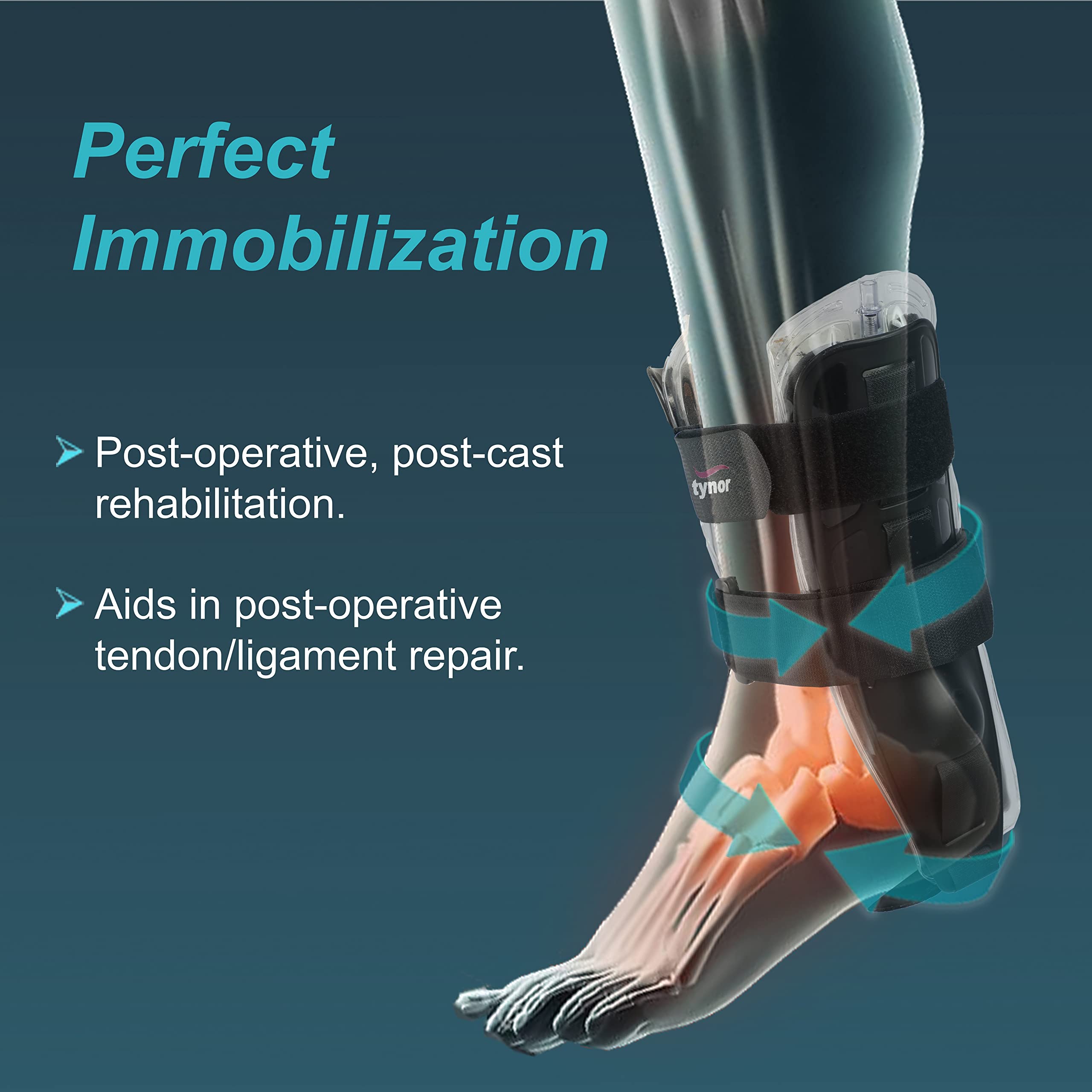 TYNOR Air Ankle Splint, Black, Universal Size, 1 Unit - Image 2 thumbnail