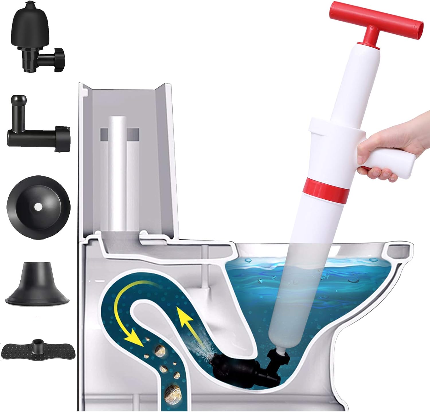AluAlu Toilet Plunger, Powerful Manual Air Drain Blaster High Pressure