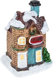 ABOOFAN 2pcs Christmas Lighted House Christmas Village Houses Xmas Resin House Luminous Mini House Tiny Resin House Doll Figurine Snow Village