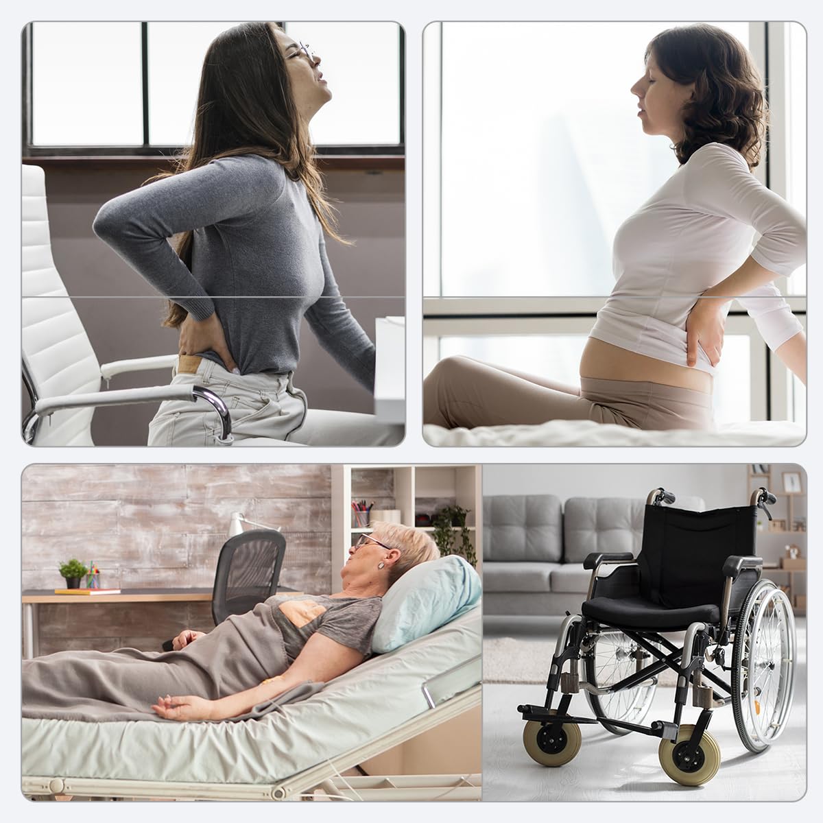 Cojín de espuma viscoelástica para personas impulsadas por cama, cojín de alivio de presión para dormir y sentarse, cojín de asiento de espuma viscoelástica para aliviar las llagas de cama y la fatiga