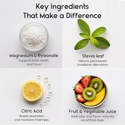 Miniatura 5 de Gomitas de magnesio L-treonato para adultos y niños, 2000 mg, suplementos cerebrales para memoria y concentración, gomitas de magnesio calmantes