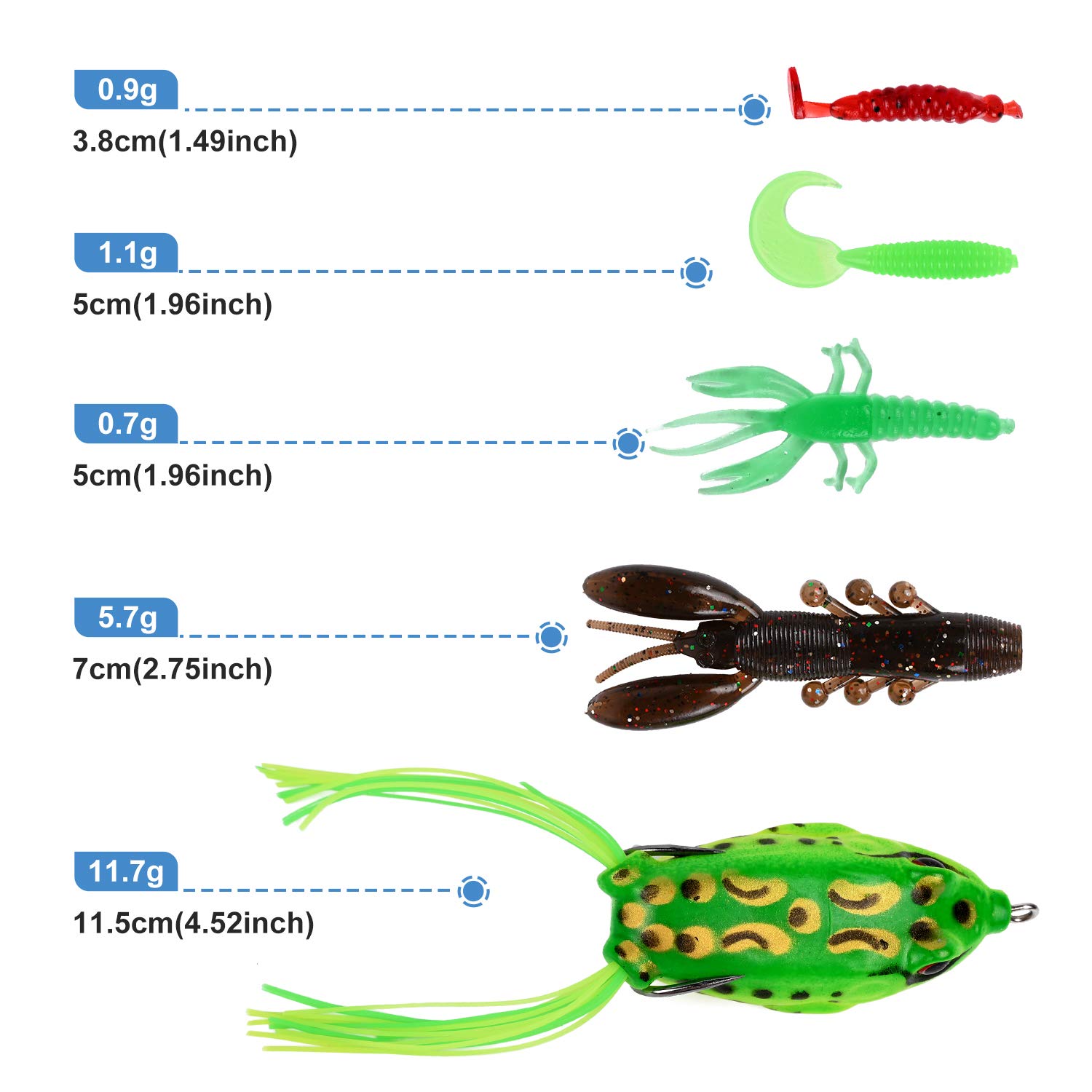 98 pezzi Set di esche da pesca con scatola, set di micro esche da pesca miste, esche artificiali, Pesca Accessori, spinner, popper, jigheads, per
