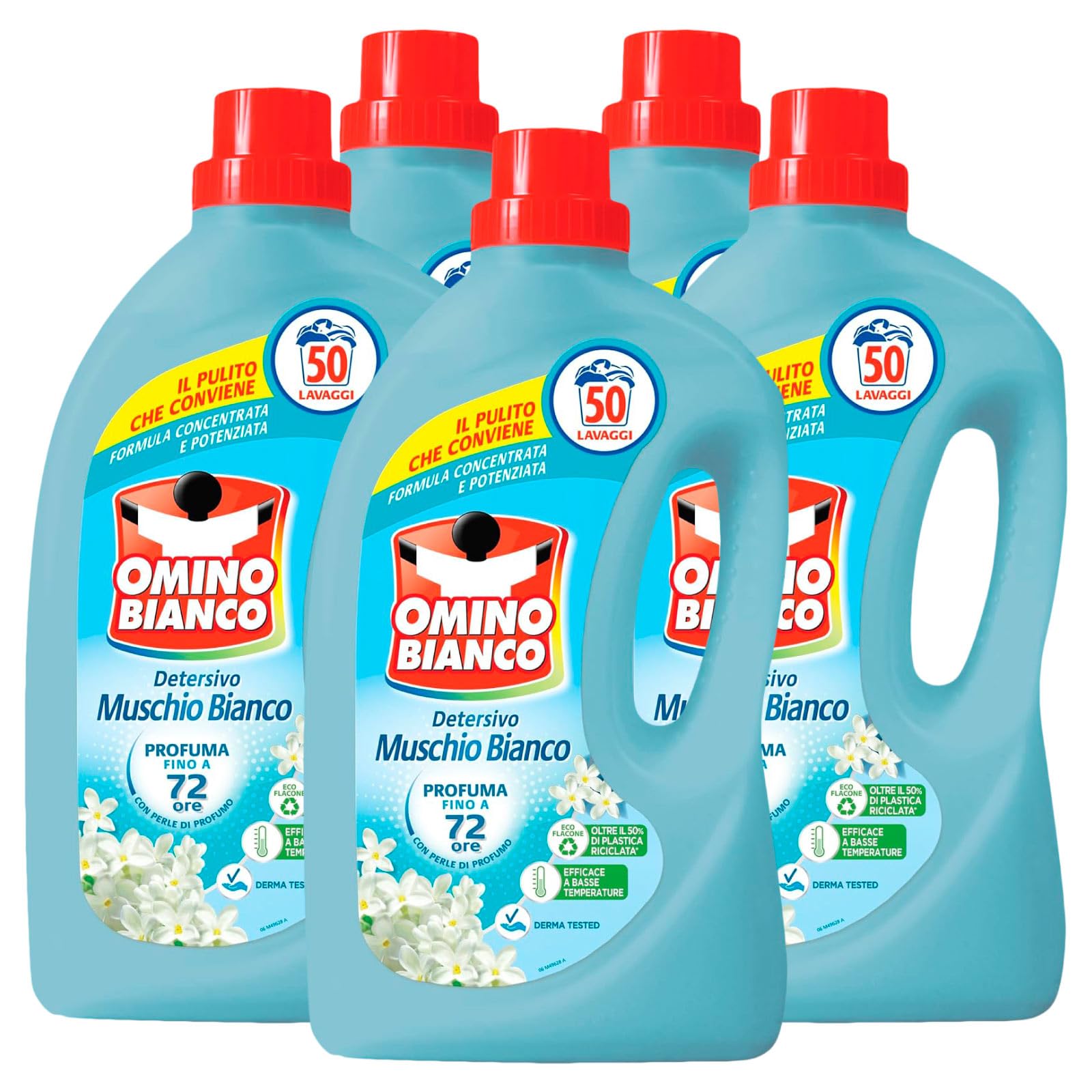 Omino Bianco - Detersivo Lavatrice Liquido, Fresco Profumo con Essenza di Muschio Bianco, 52 Lavaggi, 2000 ml x 5 Confezioni